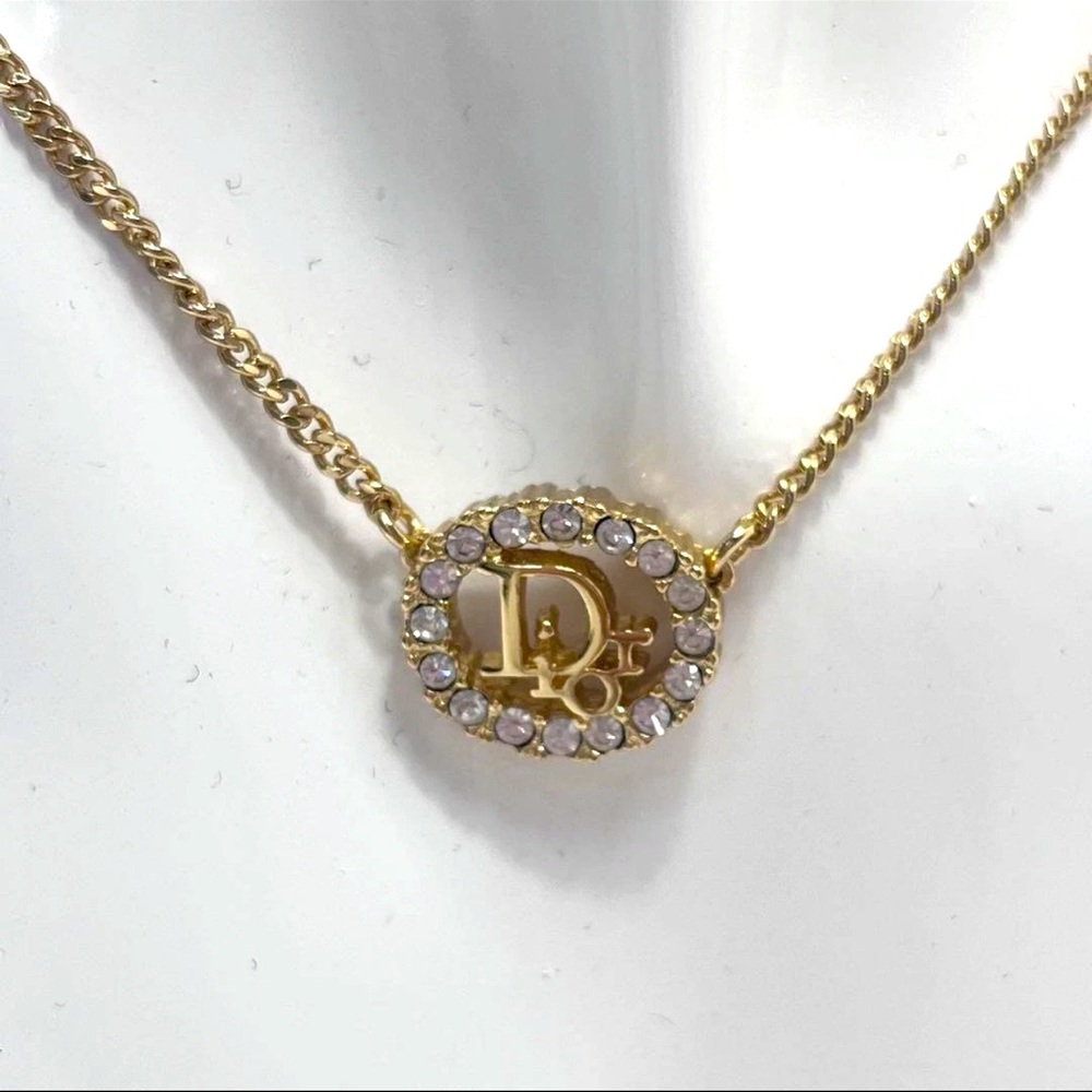 Christian Dior Gold Necklace Logo Design Vintage - Picture 3 of 5